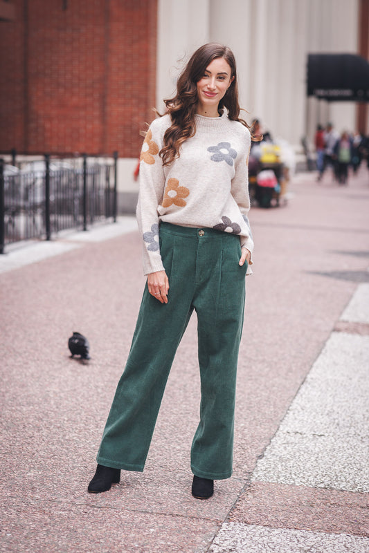Daisy Dreams Oatmeal Knit Pullover