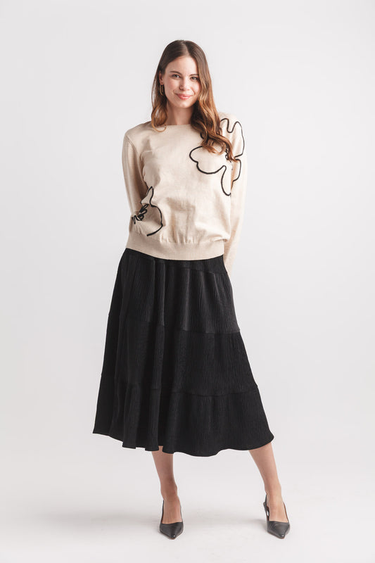 Petal Perfect 3D Floral Knit Sweater
