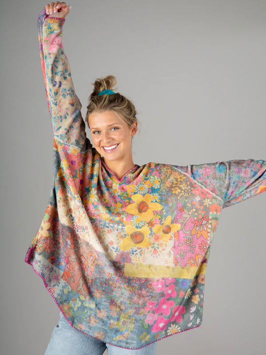 Natural Life Floral Patchwork Cozy Blanket Hoodie