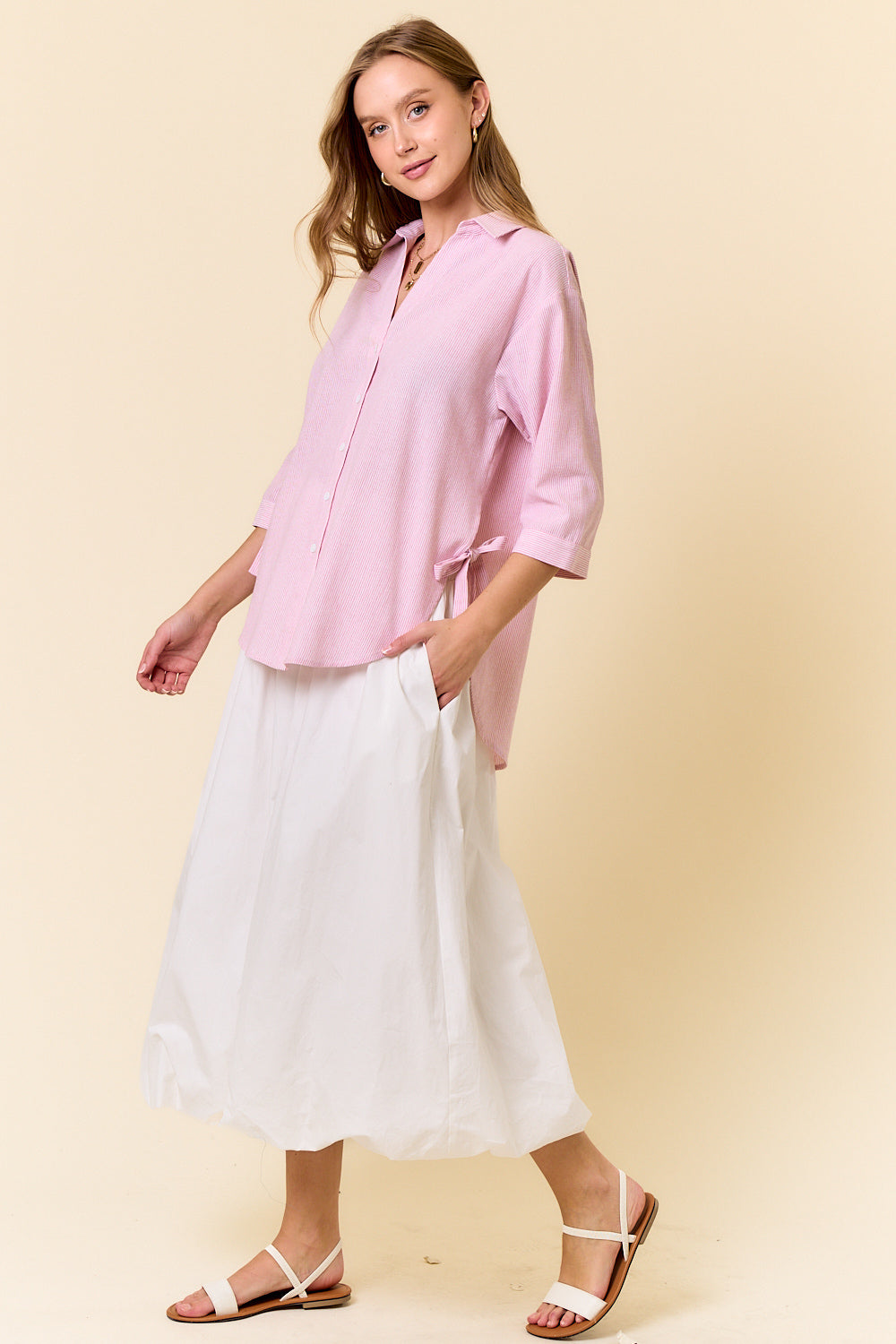 Side Bow Detail Relaxed Fit Top Full View Pizzazz Beloit