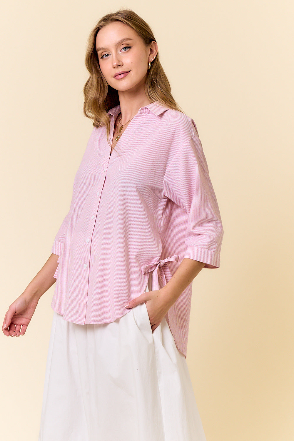 Side Bow Detail Relaxed Fit Top Pizzazz Beloit