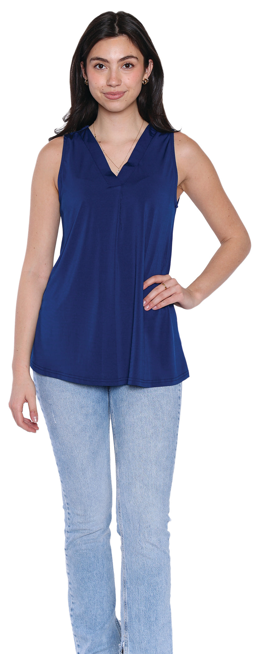 Sleeveless V-Neck Loose Fit Top