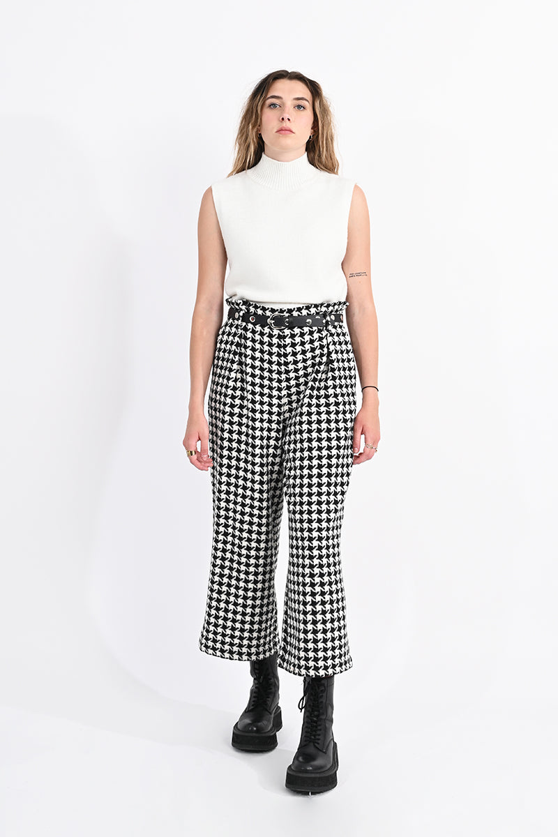 Cropped Houndstooth Pants