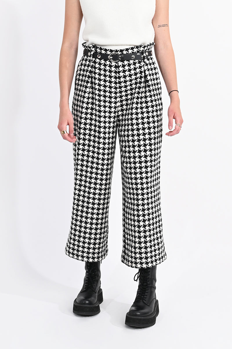 Cropped Houndstooth Pants