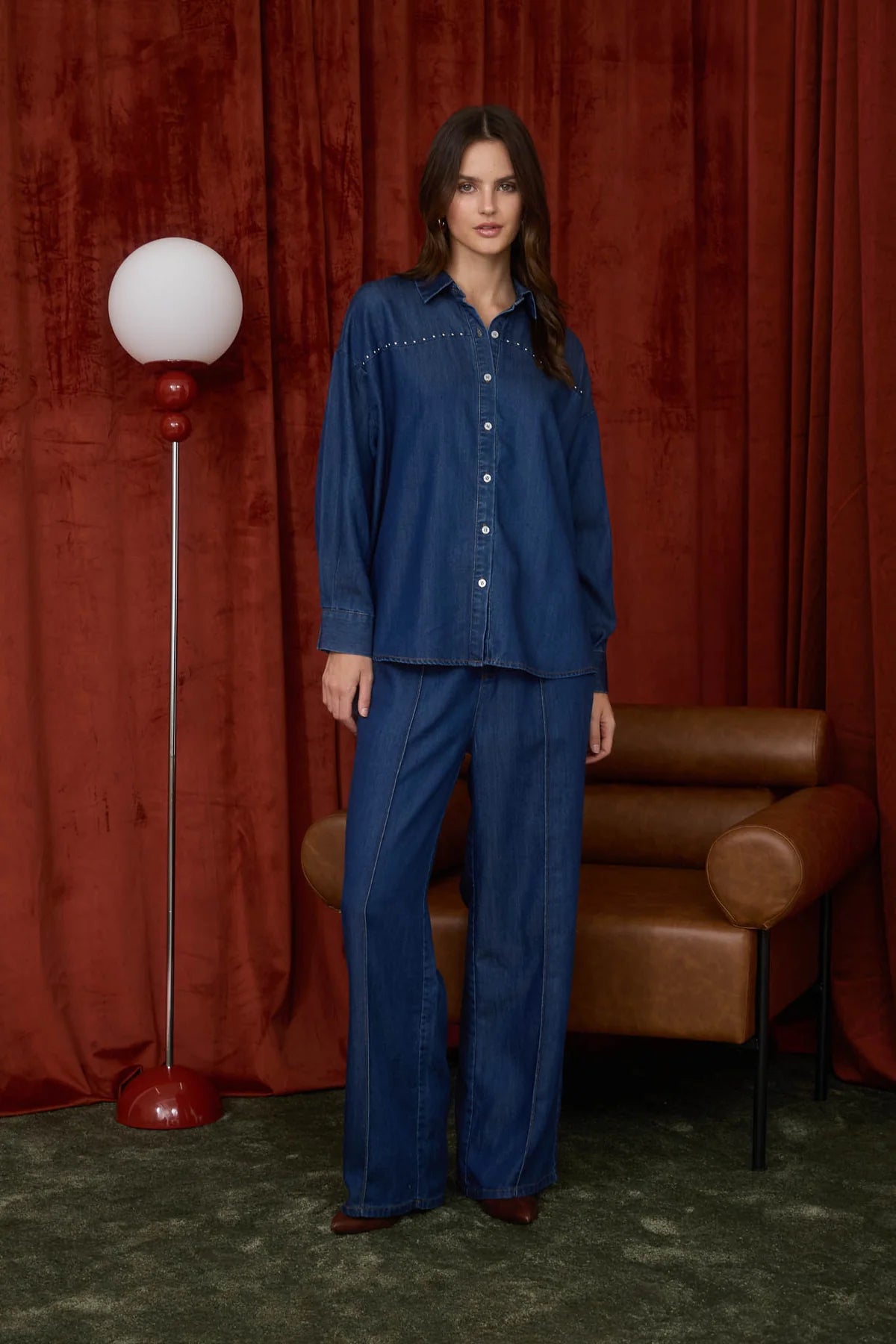 Studded & Stylish Denim Button Down