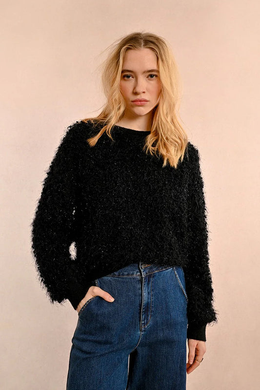 Textured Fuzzy Knit Sweater Pizzazz Beloit