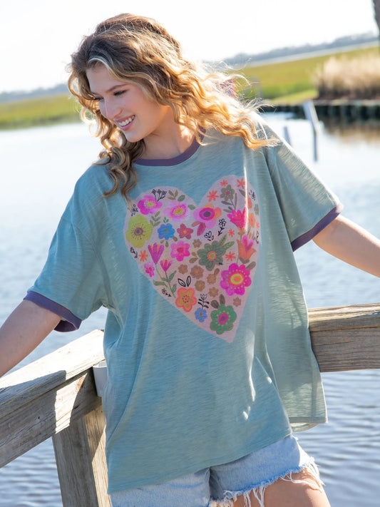 Heart Ringer Oversized Tee Shirt