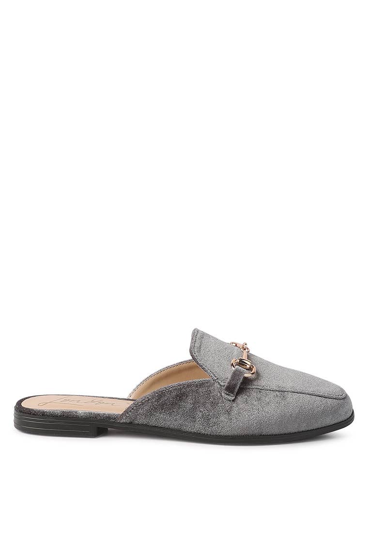 Velvet Buckled Flat Mules Pizzazz Beloit