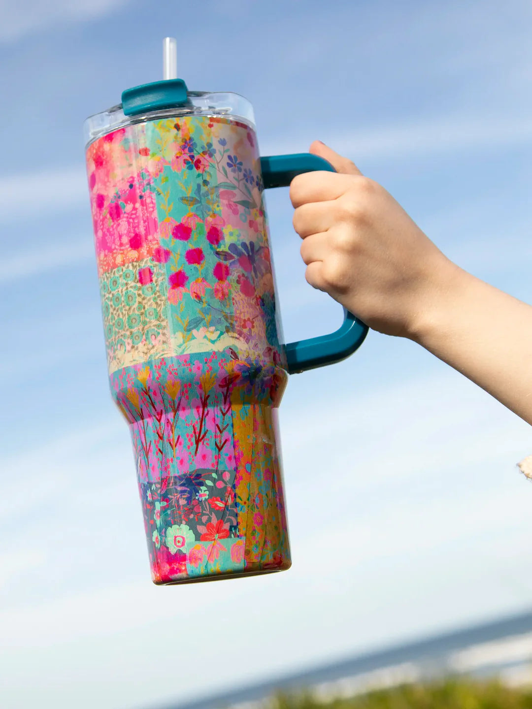 Pink Watercolor Patchwork Mega 40oz Tumbler