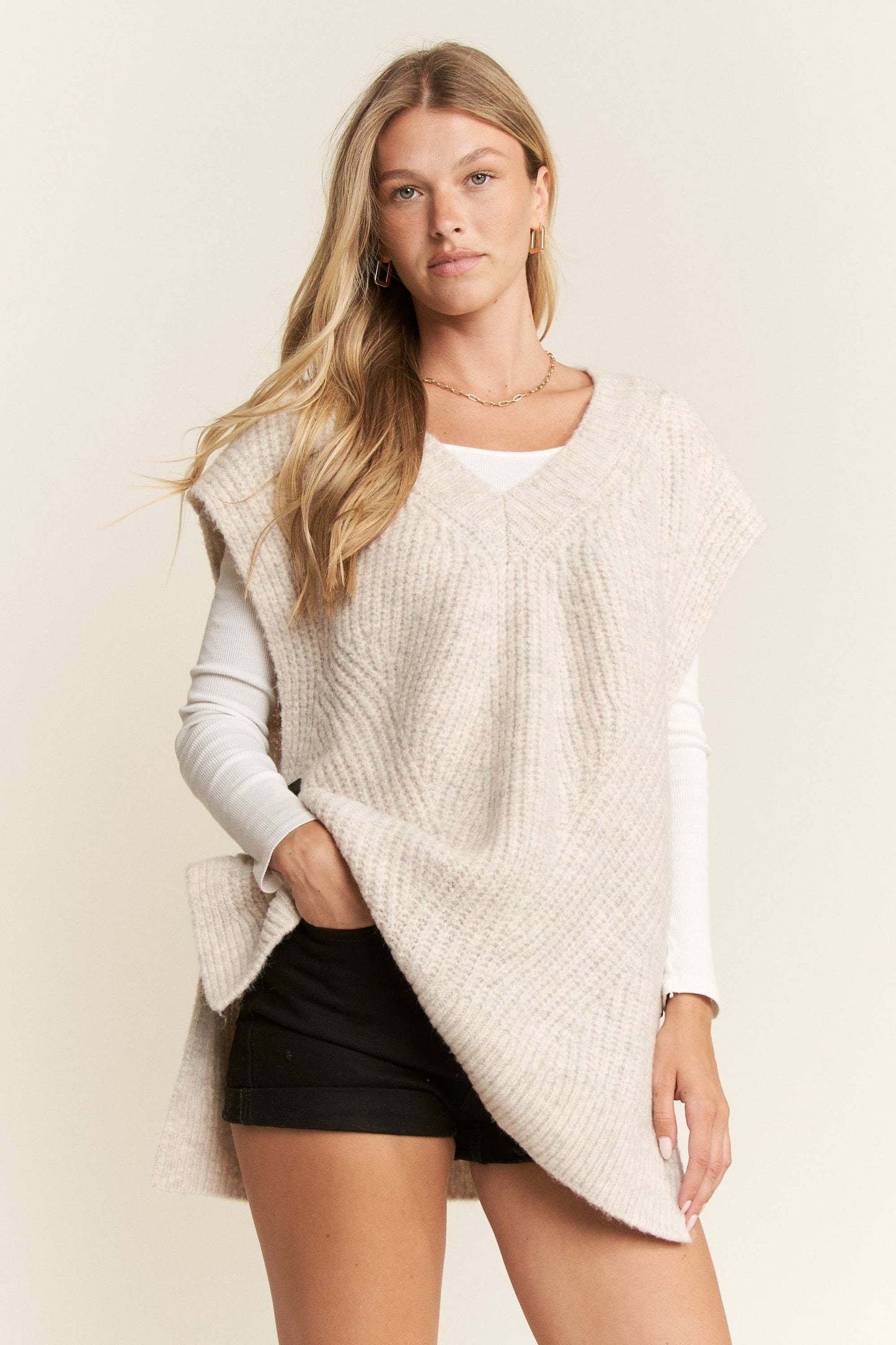 Buckle Up, Buttercup Oversized Sweater Vest