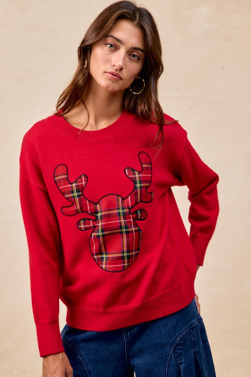 Reindeer Games Plaid Sweater