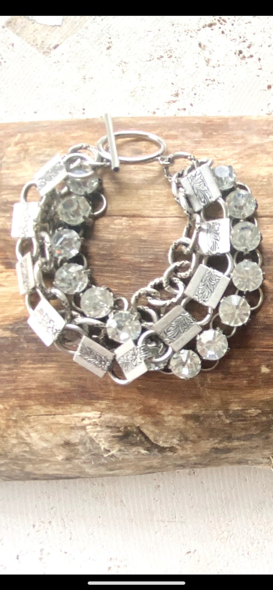 Multi Chain Crystal Statement Bracelet