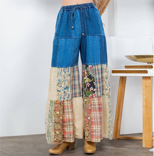 Patchwork Perfection: Boho Denim Pants