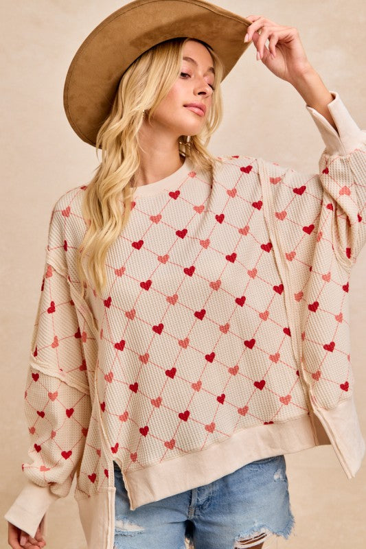 Sweetheart Waffle Thermal Sweatshirt