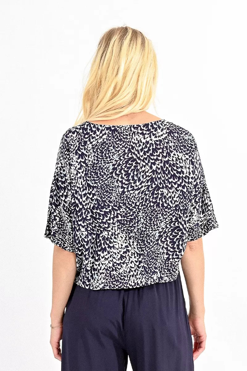 Sassy Print Tie Waist Viscose Top