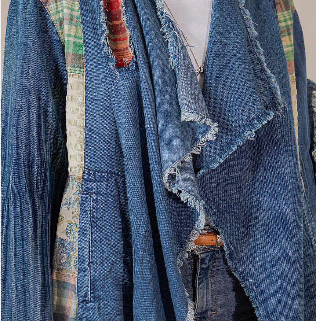 Western Boho Chic: Patched Denim Shrug