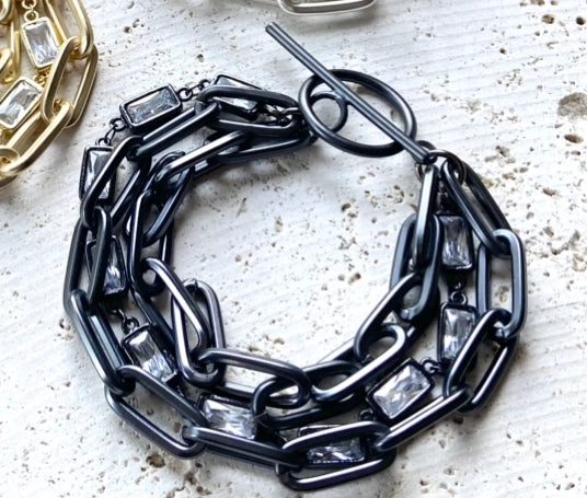 Mixed Metal Trendy Paperclip Bracelet