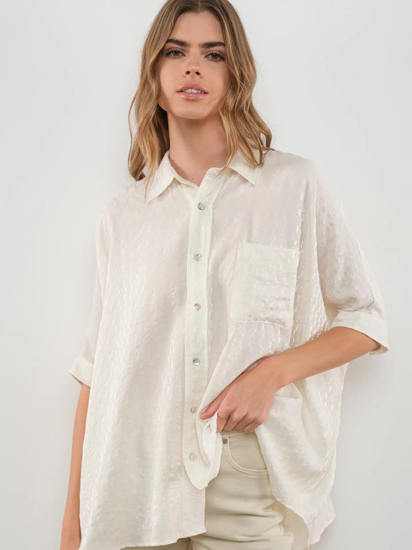 Cozy Vibes Oversized Textured Shirt