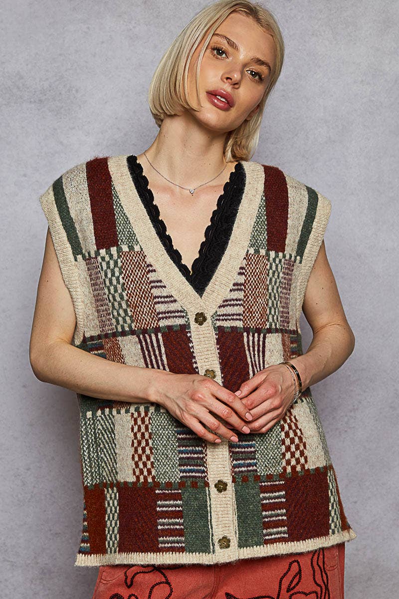 Colorblock Charm V-Neck Sweater Tank