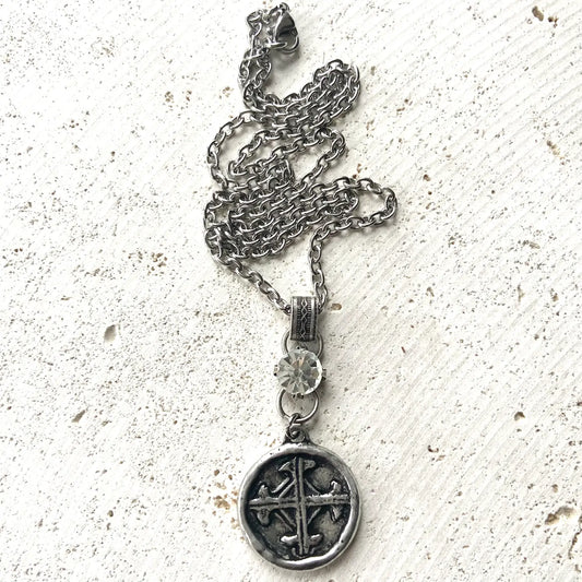 Crystal Accent french Cross Serenity Necklace