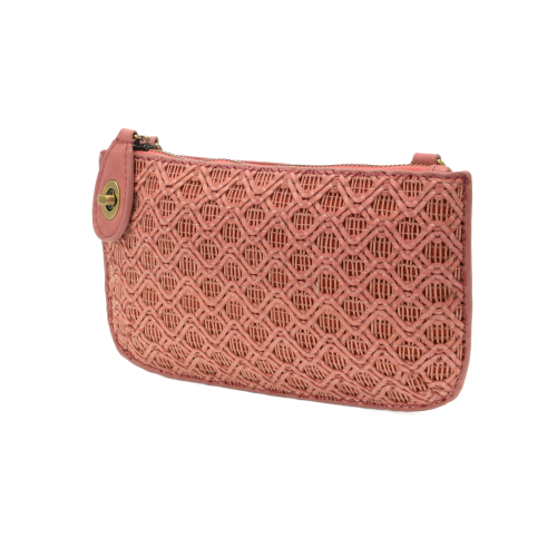 Lattice Woven Mini Crossbody Wristlet Clutch