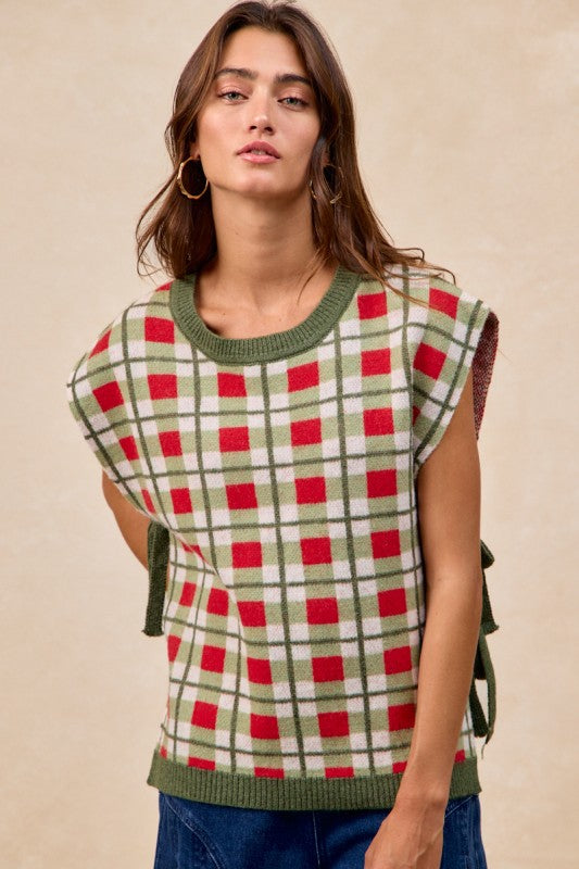 Festive Flair Plaid Sweater Vest