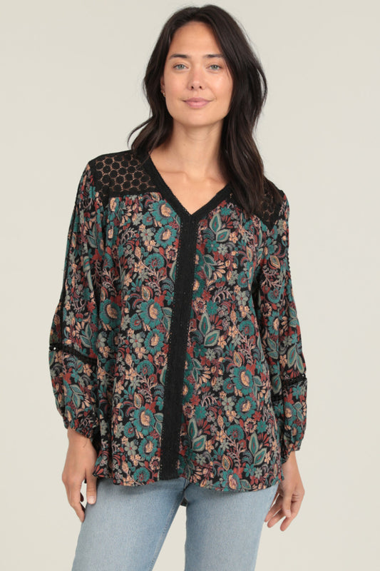 Wanderlust Lace Trim Blouse