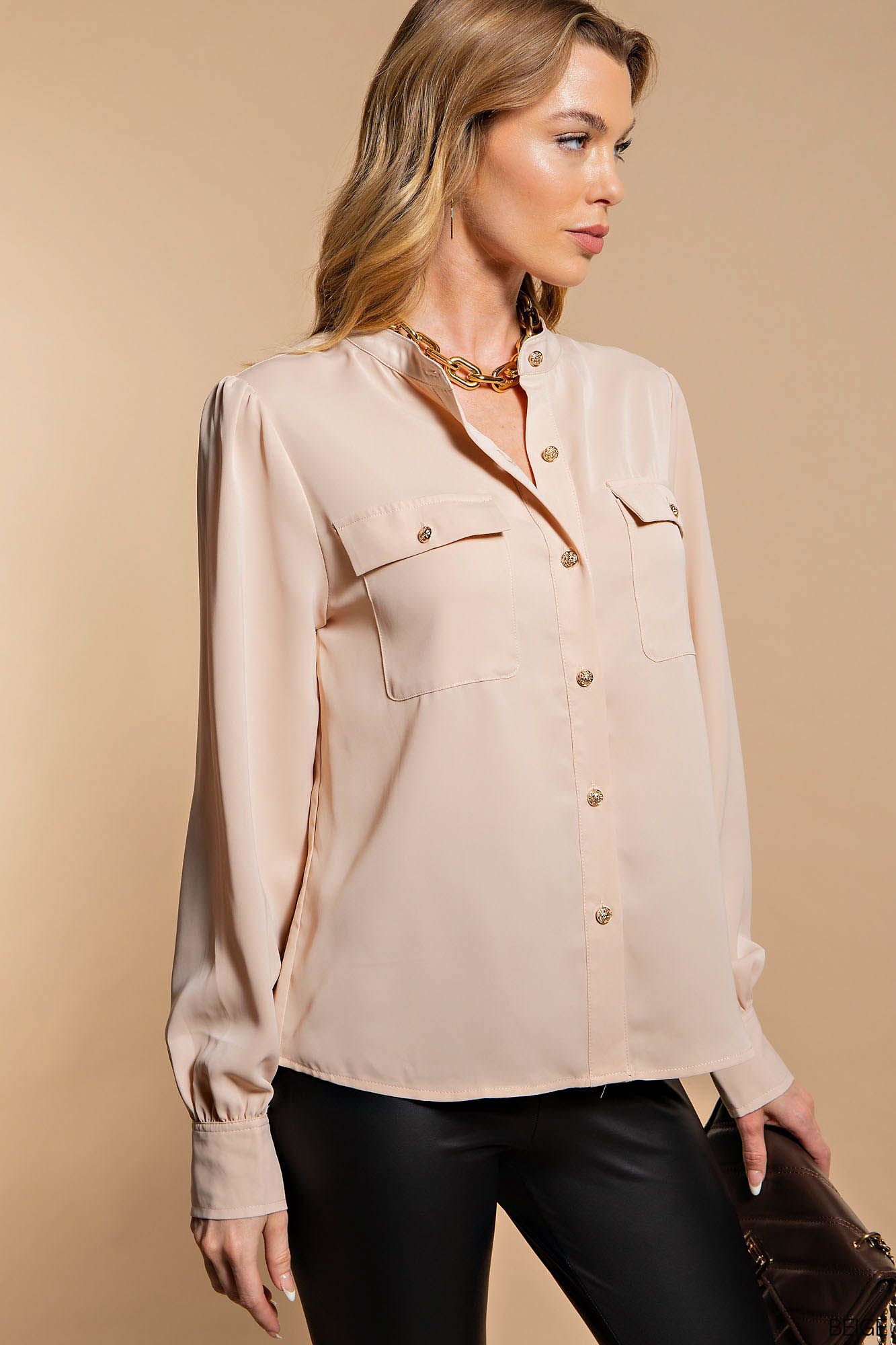 Silky Semi Sheer Button Up Top