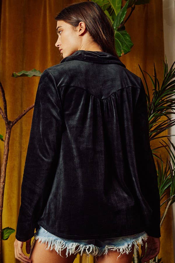 Loose Fit Stretched Velvet Shirt