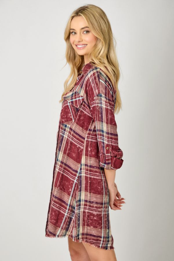 Laid-Back Layers Plaid Shirt Dress