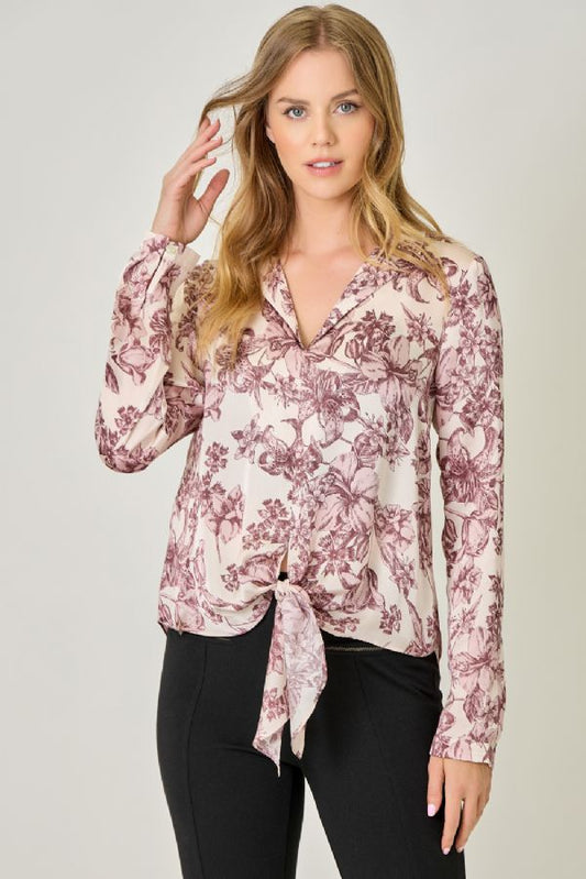 Satin & Sweet Tie Front Blouse