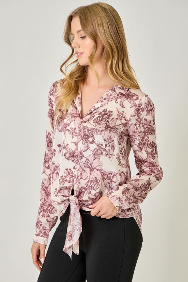 Satin & Sweet Tie Front Blouse