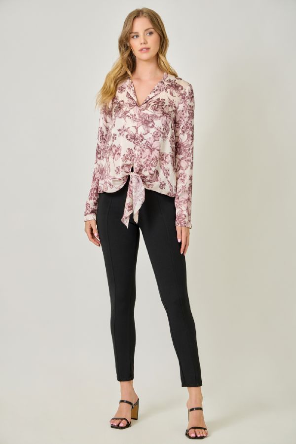 Satin & Sweet Tie Front Blouse