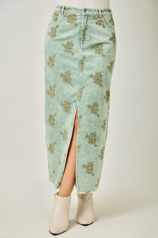 Stitched in Style Corduroy Skirt