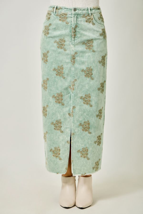 Stitched in Style Corduroy Skirt
