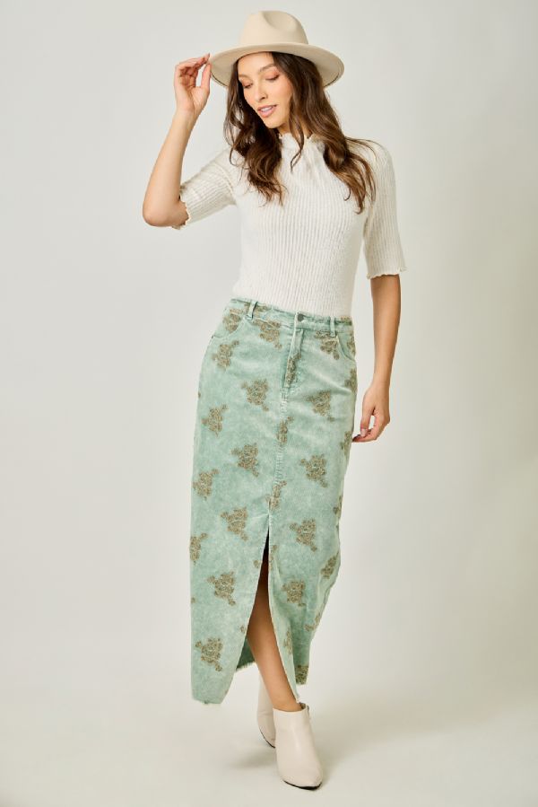 Stitched in Style Corduroy Skirt