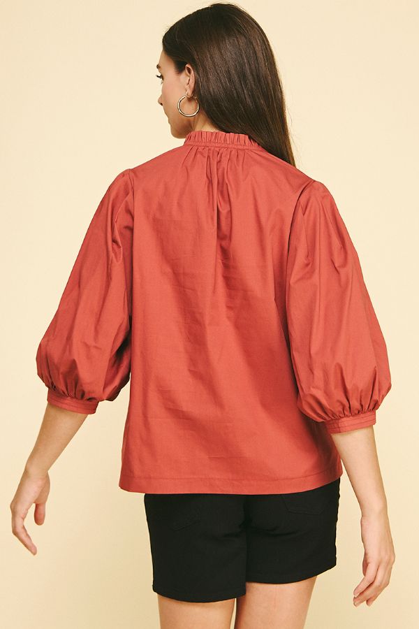 Ruffle & Ready Mock Neck Blouse