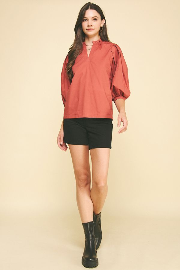 Ruffle & Ready Mock Neck Blouse