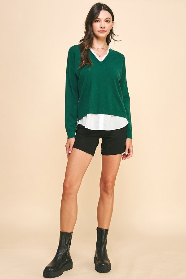 Evergreen Charm V-Neck Sweater