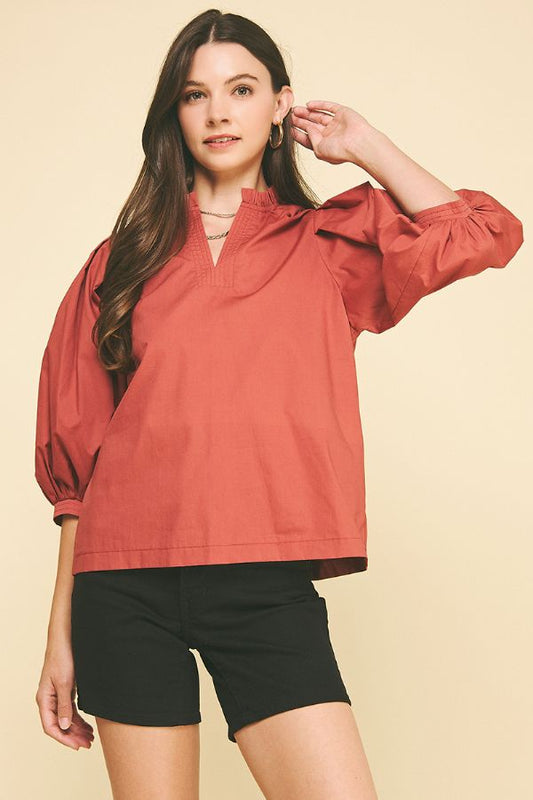 Ruffle & Ready Mock Neck Blouse