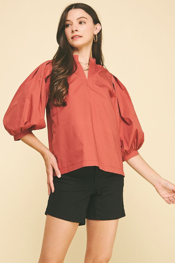 Ruffle & Ready Mock Neck Blouse