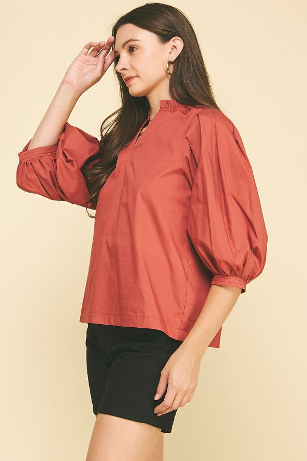 Ruffle & Ready Mock Neck Blouse