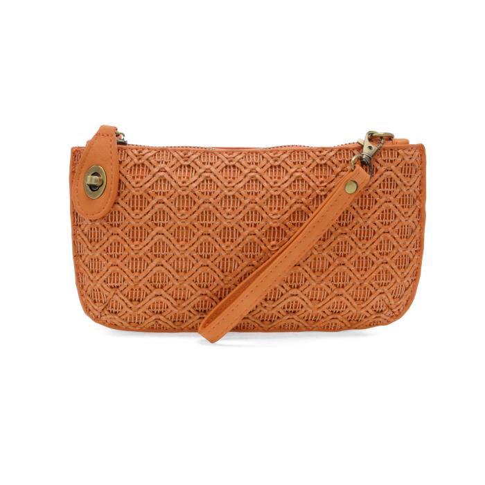 Lattice Woven Mini Crossbody Wristlet Clutch