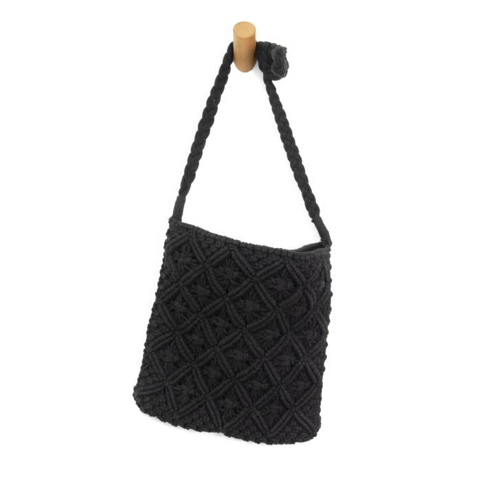 Black Sutton N/S Macrame Crossbody Bag