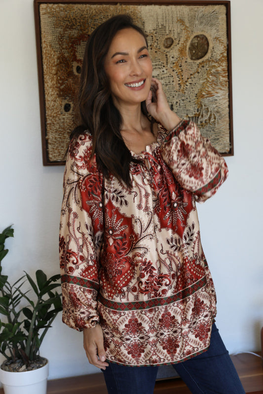 Boho Bloom Silky Blouse