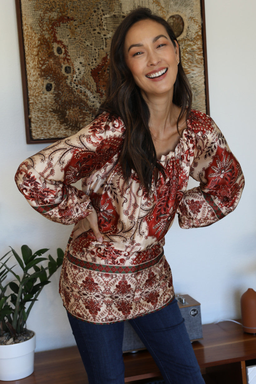 Boho Bloom Silky Blouse
