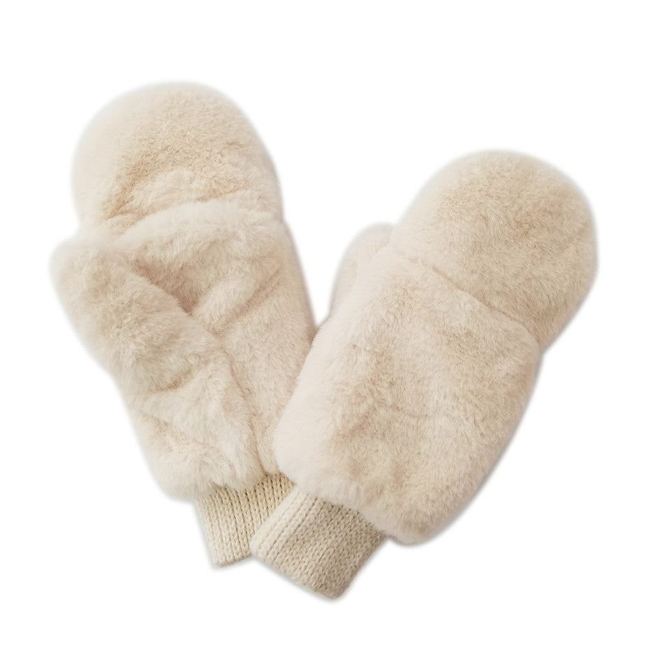 Faux Fur Pop-Top Mittens