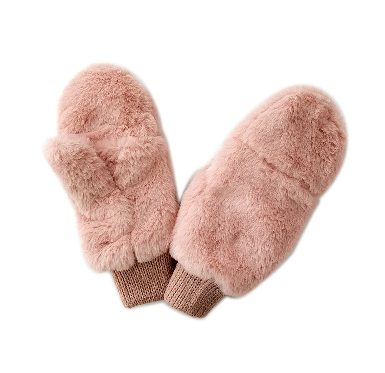 Faux Fur Pop-Top Mittens