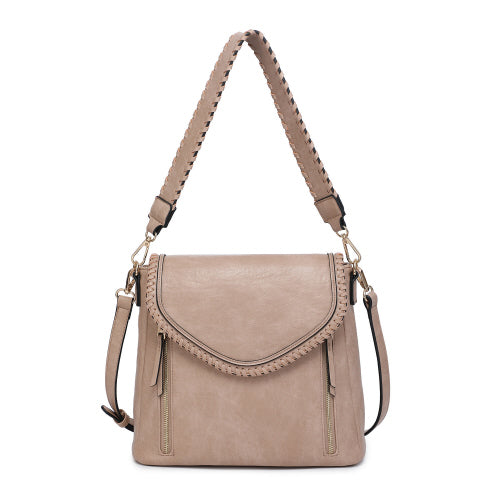 Lorelei Double Zip Whipstitch Trim Crossbody Bag