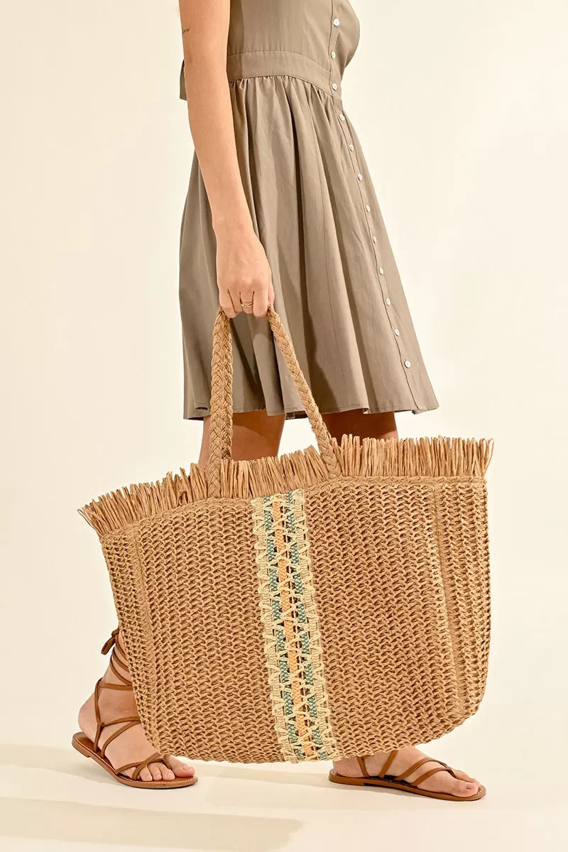 Oversized Paper Straw Tote Bag